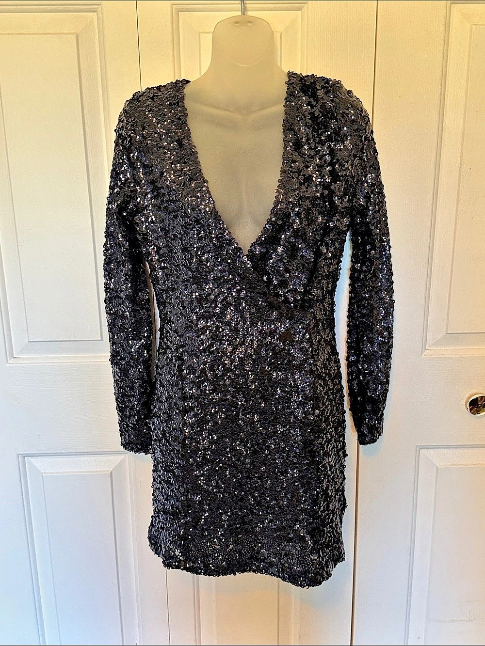 Venus Sequin Mini Dress in navy blue Size M Like New